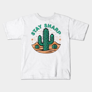 Cactus in the desert with motivational slogan Kids T-Shirt